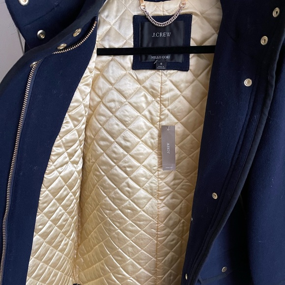 NEW! J. Crew Summit Parka in Italian Stadium-Cloth Wool Coat in Navy (8) - Picture 11 of 16